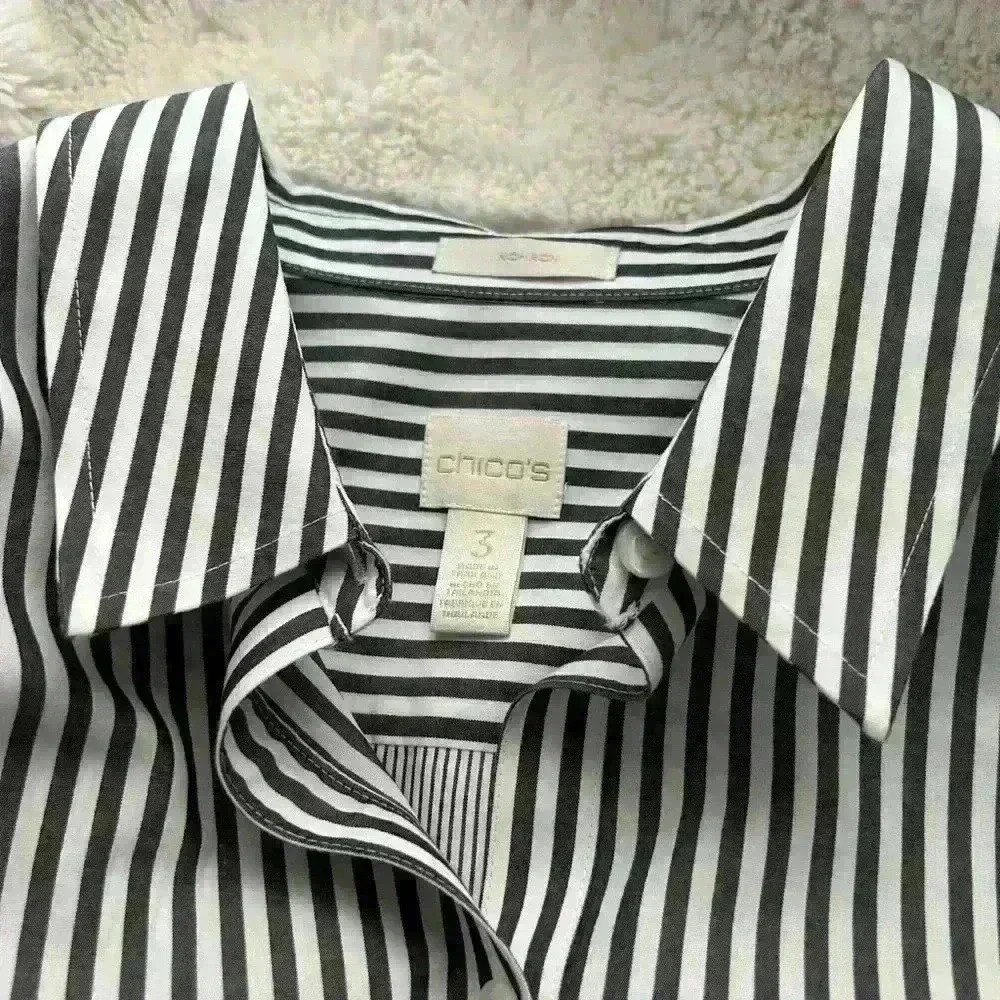 Chico’s Striped‎ Tie Front Button Up Blouse - Picture 4 of 5